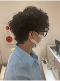 ウルフアッシュブラックベリーショートカルマパーマ