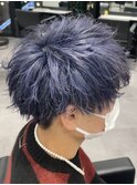 ハイライトメンズ波巻きスパイラルパーマサーフスタイルウルフ
