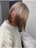 ハイライトカラーミルクティーベージュレイヤーカット