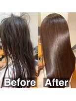 スリーク(SLEEK)&nbsp;SLEEK式髪質改善【縮毛矯正】ビフォーアフター　表面