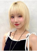 インナーカラー顔周りレイヤーボブハイトーン小顔カット