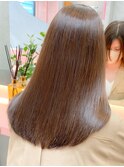 縮毛矯正×グレージュカラー×デザインカラー×シルキーベージュ