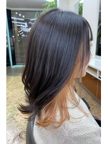 ヘアアートヒサ(HAIR ART hisa)&nbsp;「RYOKO」304050代 インナーカラーオレンジ×ローレイヤーセミ