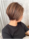 お客様スタイル/白髪ぼかしハイライト/くびれショート