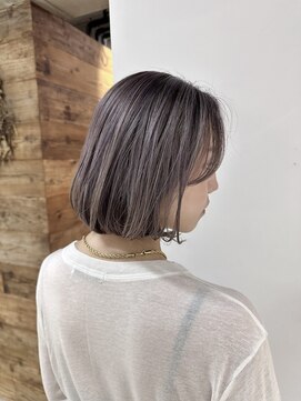 フォーク(FOLK) ミディアムボブ白髪ぼかしハイライトカラーグレージュ30代40代