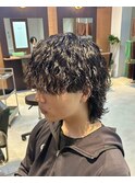 縦落ちウルフパーマ/津田沼/メンズパーマ/学割/ブリーチ/カラー
