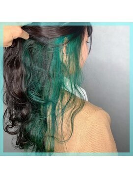 ワット 原宿店(W) 【W-ワット-原宿店】インナーカラー☆ミッドナイトグリーン＊