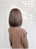 ボブ×ハイライト×ピンクブラウン