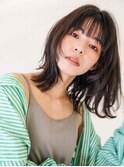 くびレイヤーエモージュ前髪モテベージュレイヤーミディ/吉祥寺