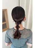 たまねぎヘア 編みおろし タイトヘア タイトポニー お呼ばれヘア