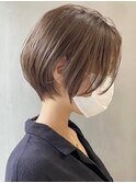 大人ショートボブヘア切りっぱなしボブ丸みショートヘア30代★