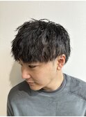 ツイスパショートマッシュツーブロックメンズカット