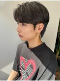 シースルーセンターパート韓国マッシュ黒髪刈り上げツーブロック