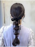 20代30代大人可愛いお呼ばれスタイル編みおろしグレージュ