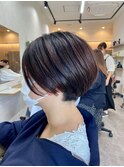 前下がりショートボブ丸みショート/アースカラー/30代40代50代