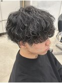 ラウンドマッシュ/波巻きパーマ/池袋メンズカット
