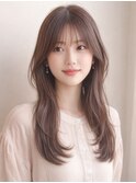 大人可愛いミディアムレイヤー＊シースルーバング顔まわりカット