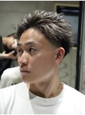 MEN'S/かき上げアップバング×テーパーフェード/ハイライト