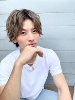 アミュレ(Amule)&nbsp;メンズ波巻きパーマセンターパートツーブロック30代梅ヶ丘美容室