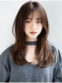 フェイスレイヤーハッシュカットくびれロングぱっつん前髪デジパ