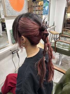 リブロ 三軒茶屋(LIBRO) ホワイトグレージュチェリーブラウン天使の羽バング