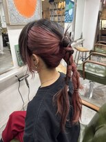 リブロ 三軒茶屋(LIBRO) ホワイトグレージュチェリーブラウン天使の羽バング