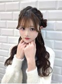 大流行中のサイドおだんごハーフアップ