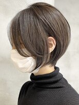 エリマ 調布(elima) 調布白髪染めショートカットタッセルボブミルクティーベージュ