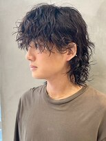 エリマ 調布(elima)&nbsp;調布メンズボブサーフカール波巻きパーマセンターパートウルフ
