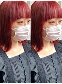 ワイドバングボブ ＊ ワインレッド【町田/韓国風/ブリーチ】