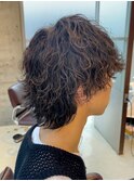 波巻きスパイラルパーマウルフカットツイストパーマメンズパーマ