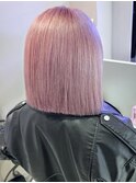 大人ガーリーピンク×ぱっつんボブ/10代20代30代