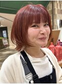 レイヤーボブ/くびれボブ/暖色系カラー/ブリーチあり