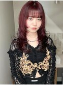 ワインレッド/レイヤーカット