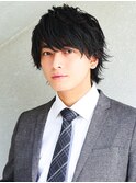 アップバングモテる流行イケメン黒髪モテ髪ツーブロックビジネス