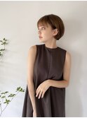 耳掛けコンパクトショートボブ×アッシュベージュ
