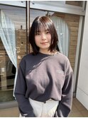 透明感のあるココアブラウン/顔周りレイヤー