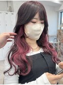 イヤリングカラーインナーカラーピンクラベンダー