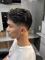リレーションメンズヘアー(RELATION MEN'S HAIR)&nbsp;スパイキーショートブルーブラックフェザーパーマサーフカール