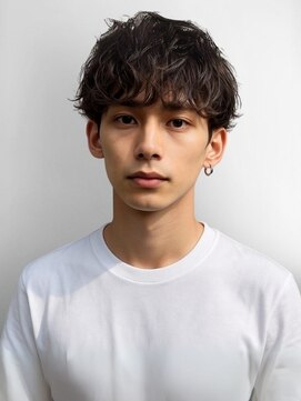 ソウル 福山駅前店(SOUL.) ブラウンカラー ツーブロック 波巻きパーマ 刈り上げ マッシュ