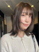 ロティー 天神(loty)&nbsp;ミディアムレイヤー 外ハネ 顔周りカット 前髪 髪質改善 20代