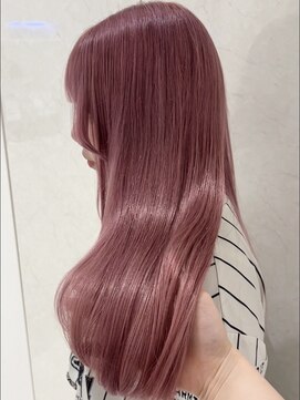 アイトーキョーエス 渋谷(AI TOKYO S) ブリーチなしヘアカラーダブルカラーピンクベージュ髪質改善前髪