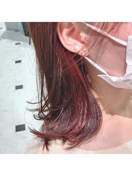 パール(PEAR+L) 大人かわいいピンクイヤリングカラー×インナーカラー