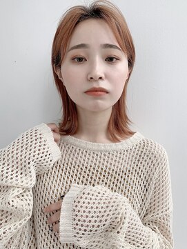 ガーデントウキョウ(GARDEN Tokyo) オレンジカラー/切りっぱなし/ミディ/顔まわりカット/小顔ヘア