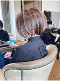 30代、40代/丸みくびれショートボブ×白髪染めハイライト/大宮