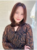 黒髪ボブルフ小顔ネビージュくびれワンレンオリーブベージュ