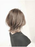 大人可愛いウルフマッシュ秋色透明感カラーオルチャンヘアミディ