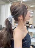 盛れる顔まわりカット×オリーブベージュ