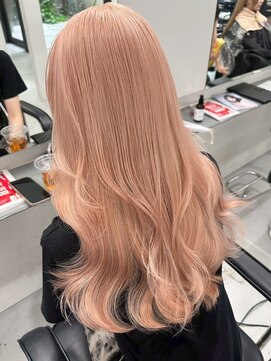 リムレスバイサンク 万代 新潟駅(LIMLESS by cinq) ダブルカラーケアブリーチピンクベージュカラーワンホンレイヤー