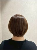 小顔レイヤーロブヘアウルフカットブリーチなしココアブラウン 